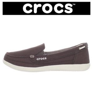 Brown Canvas “Walu” Loafer/Boat Shoe  { Crocs }